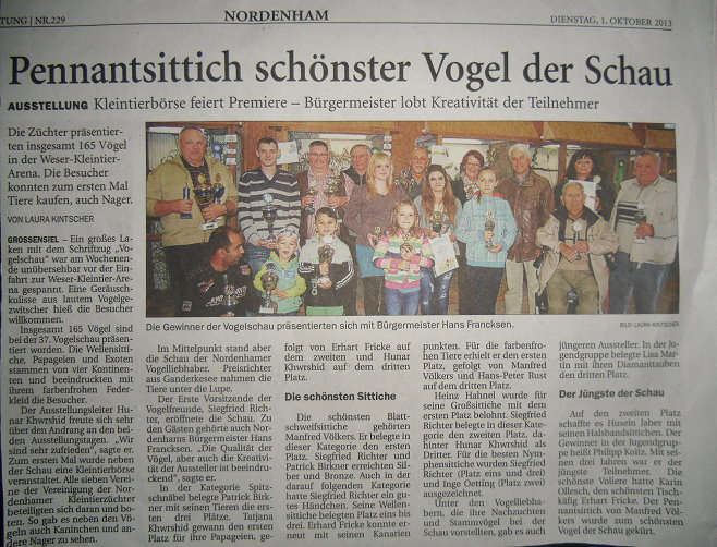Artikel in der Nordwest-Zeitung Artikel in der Nordwest-Zeitung